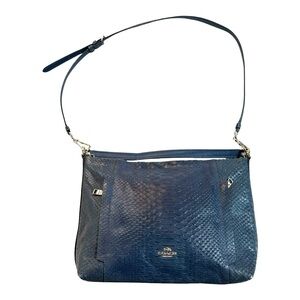 Vintage Coach Handbag Crossbody A1557 Snakeskin Reptile Navy Blue Leather
